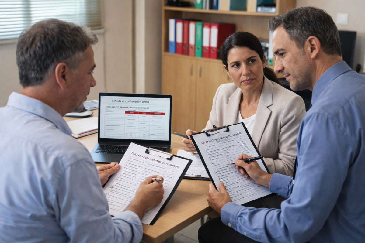 administrative staff analyzing a document